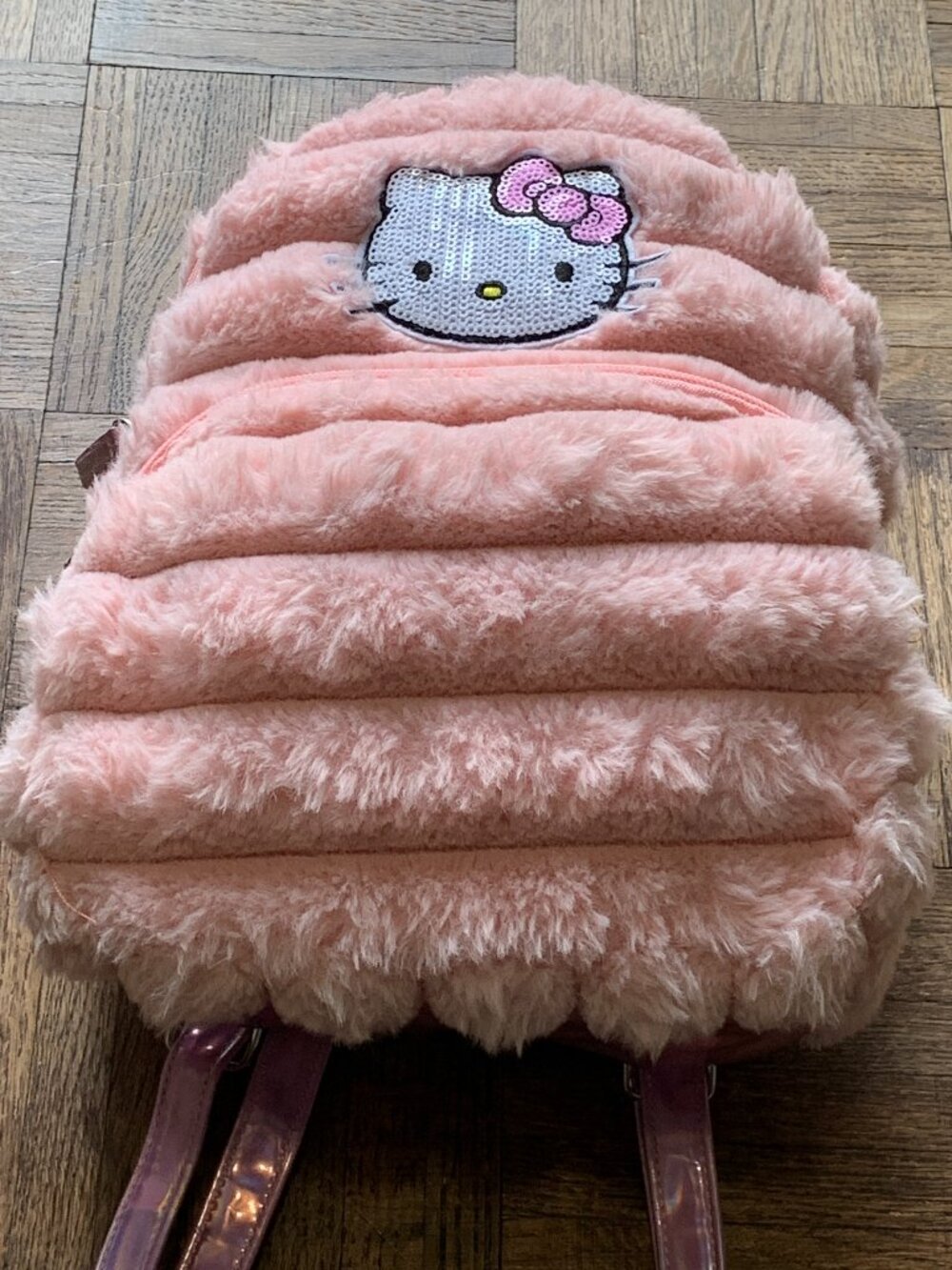 Girls Sanrio Hello Kitty Kids Plush Faux Fur Pink Mini Backpack